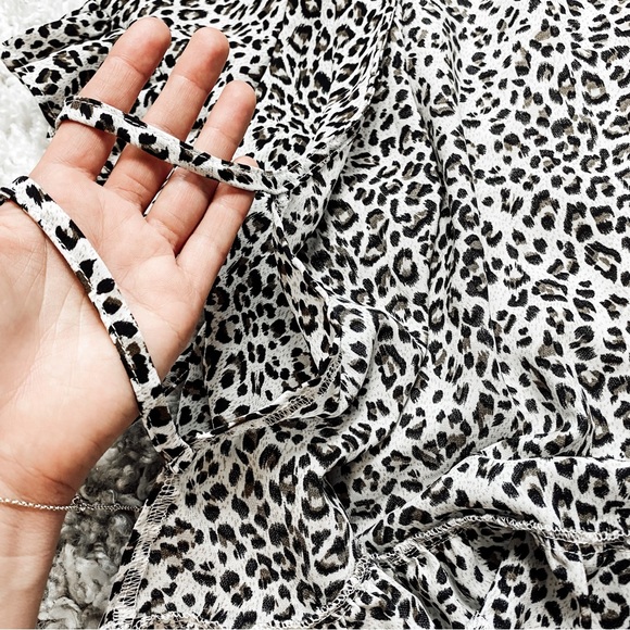 Princess Polly Leopard Print Ruffled Top/Cardigan with Front Ties Size 12 - Picture 6 of 9